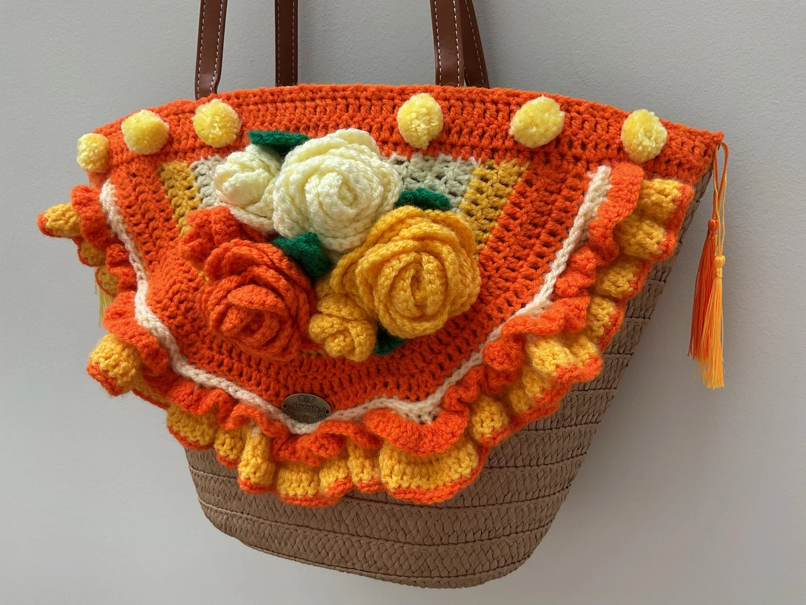 Mand/Tas Orange Rose. Made By Anne. SALE! – photo 7